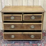 English chest of drawers in frene and nineteenth yew magnifying glass