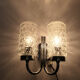 Double wall lamp 1970's chrome and glass