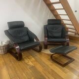 Pair of Scandinavian armchairs with a footrest from the NELO brand