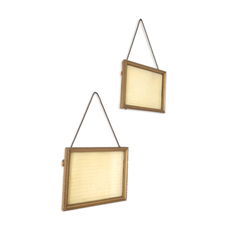Pair small frames gilded wood 22 by 17cm
