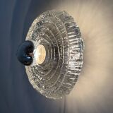 Applique murale en verre glacé épais et structuré, montage encastré, par Peill & Putzler, 1970