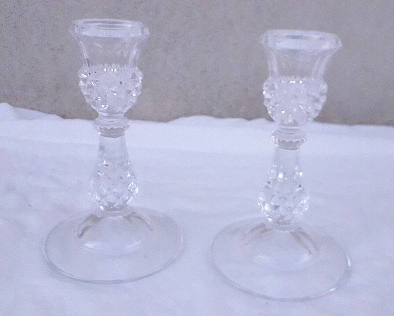 Pair of crystal candlesticks