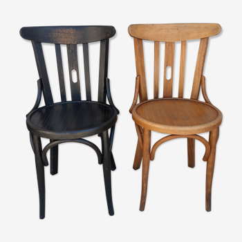 Duo de chaises de bistrot en bois