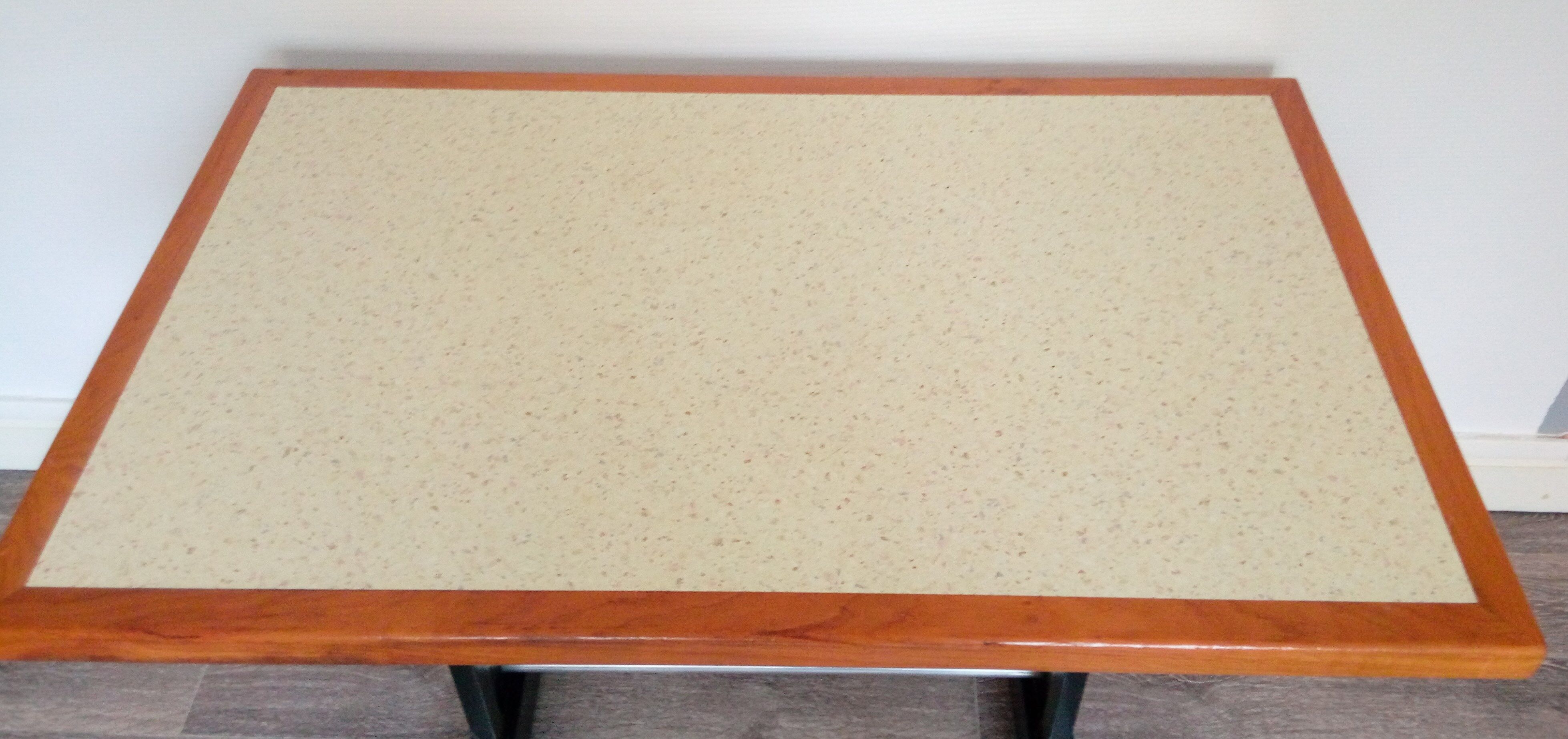 Old bistro table - vintage - 4 places - bar foot rest