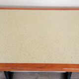 Ancienne table de bistrot vintage - 4 places - barre repose pieds