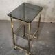 Side Table 1970s smoked glass/gold/wheels