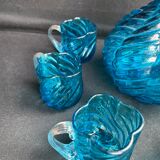 Service à liqueur en ½ cristal bleu XIXème