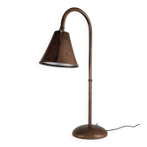 Lampe de table en cuir cousu par Jacques Adnet, France, années 1950.