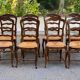 8 Louis XV solid wood straw shell chairs