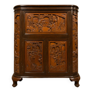 Meuble bar chinois sculpté