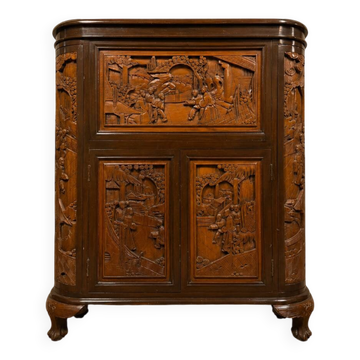 Chinese carved wooden bar cabinet – 20th century