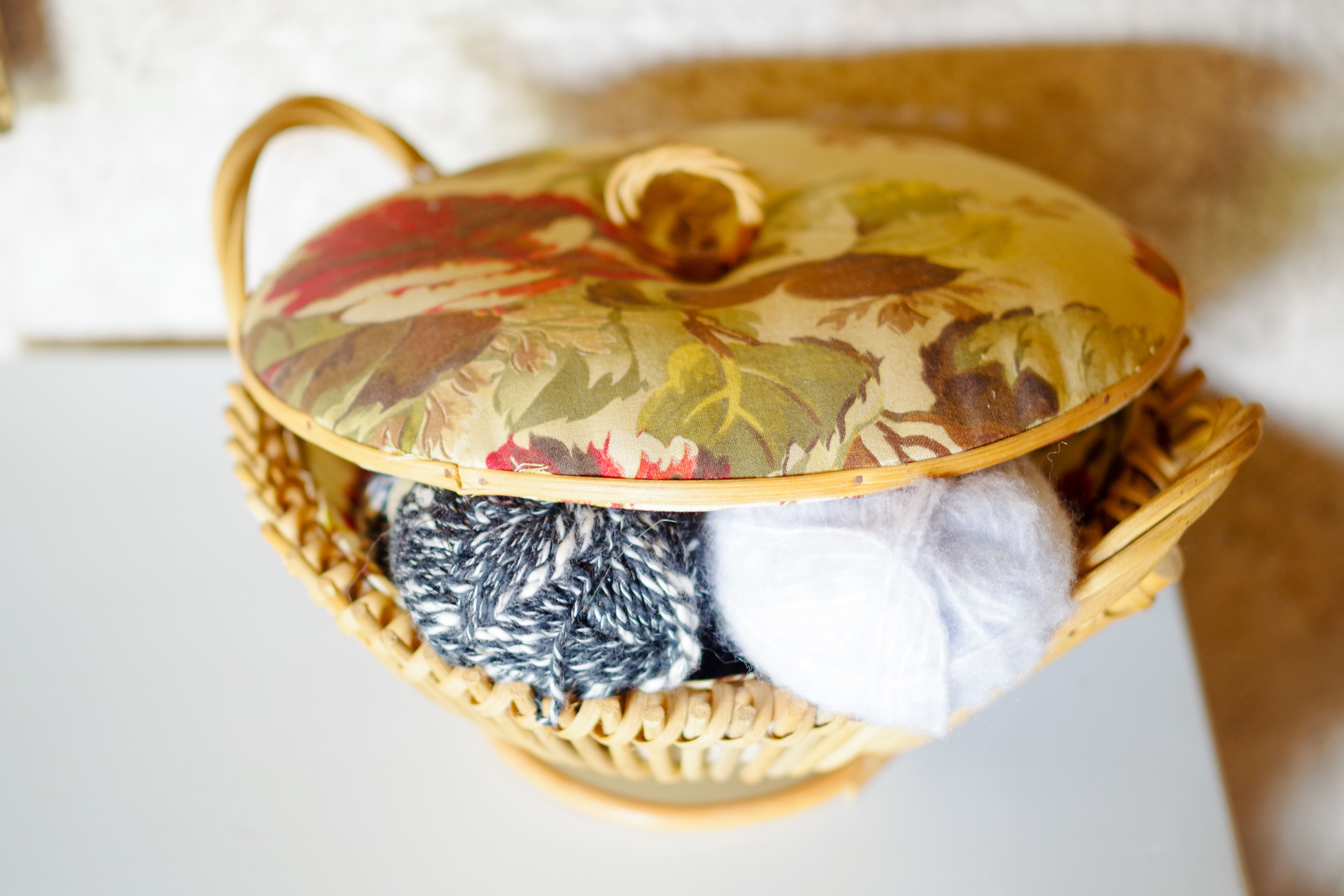 Sewing box or rattan suitcase