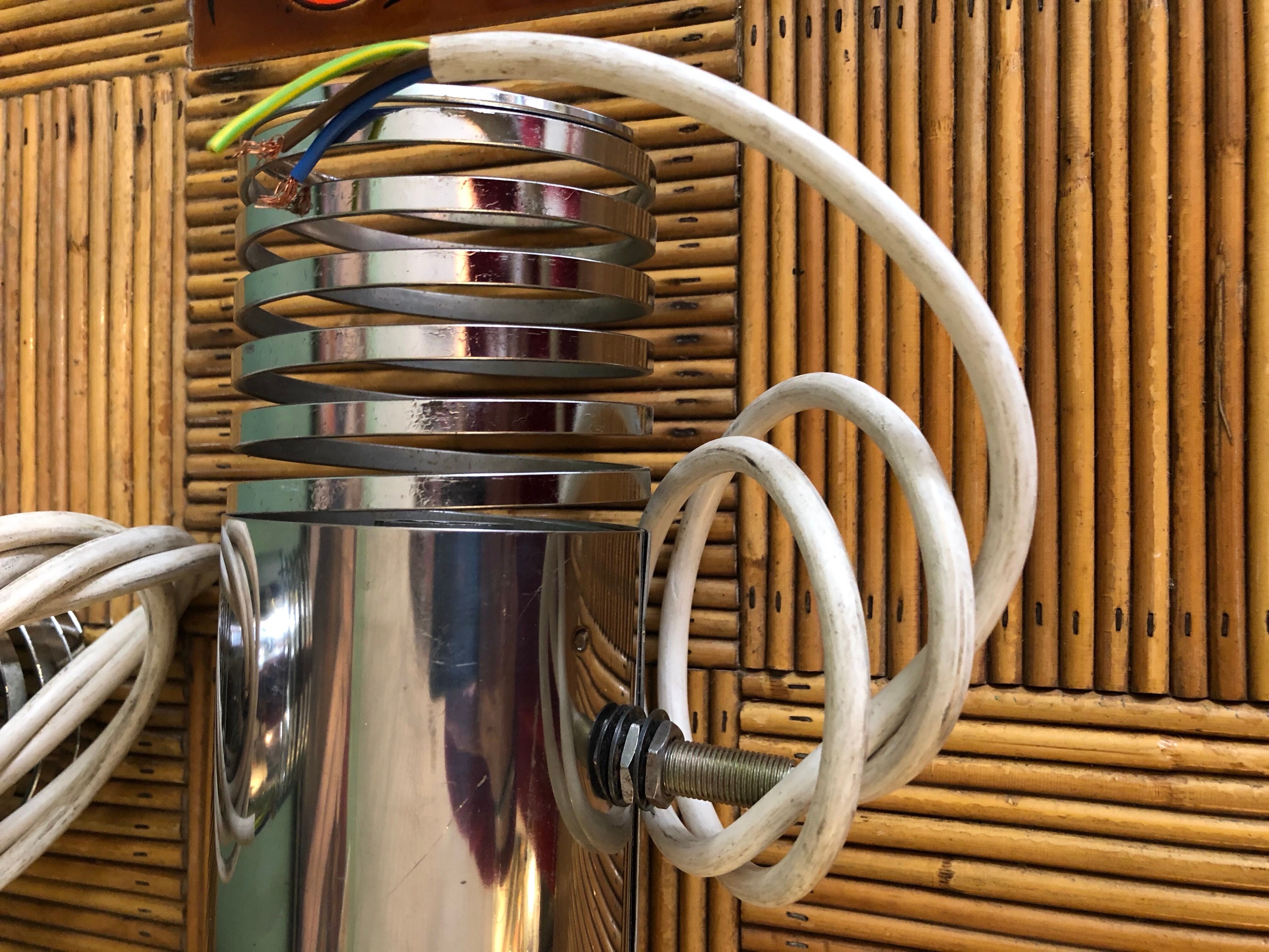 Pair of sconces "spring" chrome metal 70s