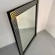 Large vintage mirror from the 1970s, DEKNUDT design, geometric wood decor