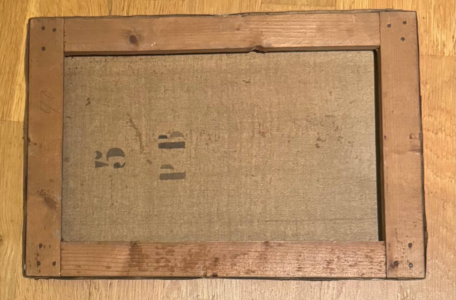 Antique painting, landscape with pond, signed and dated 1895