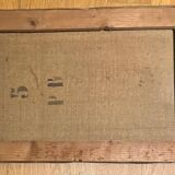 Antique painting, landscape with pond, signed and dated 1895