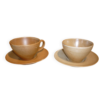 CNP Village stoneware cups and sub-cups
