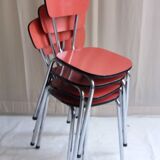 Set of 4 red formica chairs