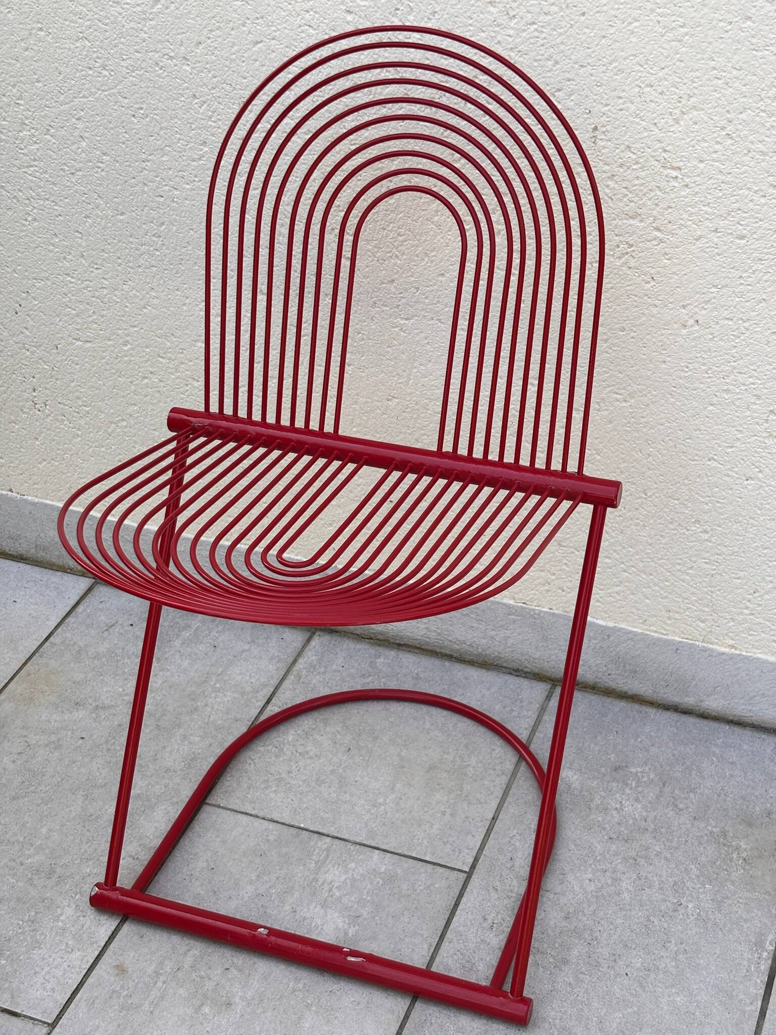 Swing Chair Jutta and Herbert Ohl Rosenthal Lübke 1982 Lacquered Red Steel