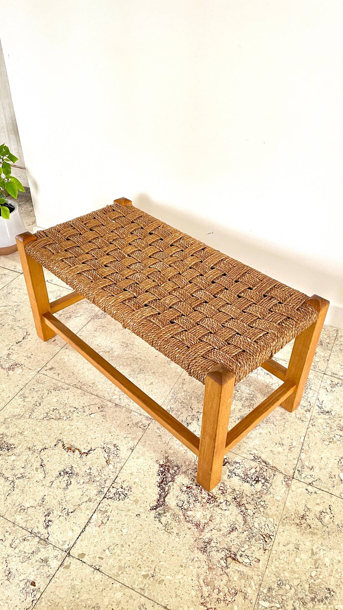 Stool bench wood and rope vintage bohemian spirit