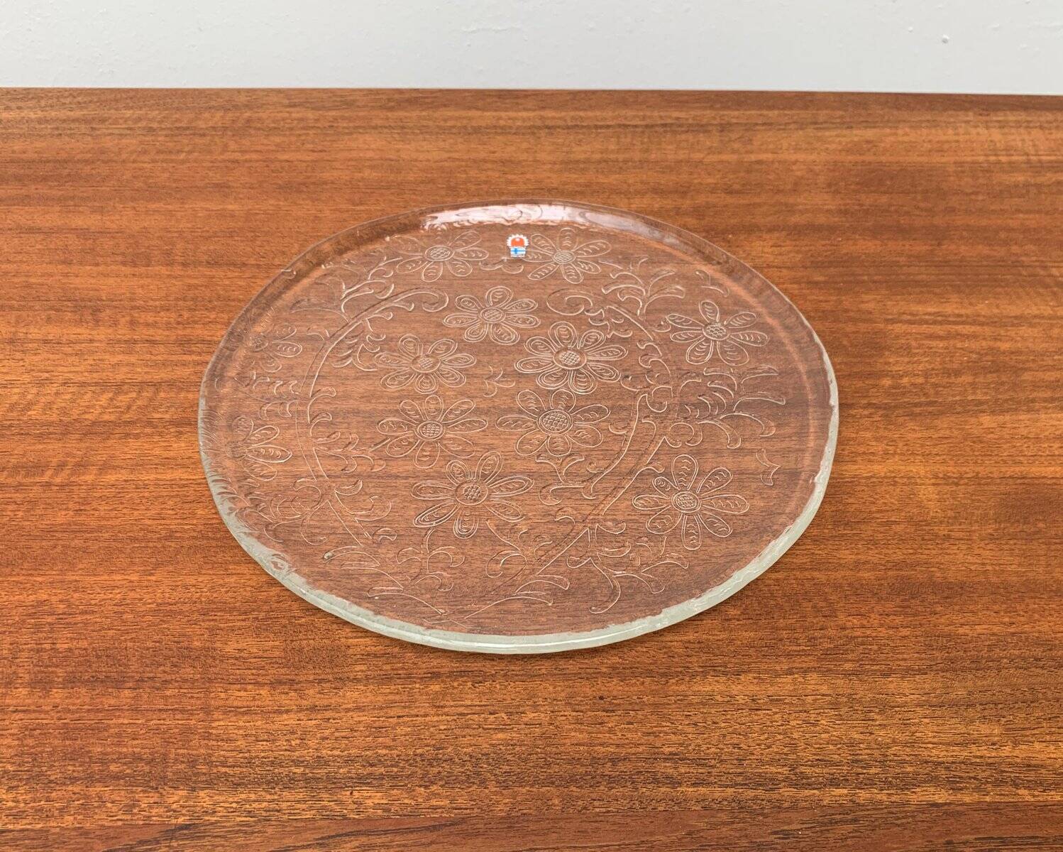 Large Finnish glass plate from the mid-century by Humppila.