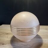 Old opaline pink ball ceiling light vintage frosted glass aluminum support suspension