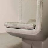 Eye-Catching Italian Grey Leather Lounge Chair by Ammanati & Vitello, 1970s