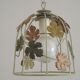 French vintage ceiling light in the shape of a cage with autumn leaves 4620