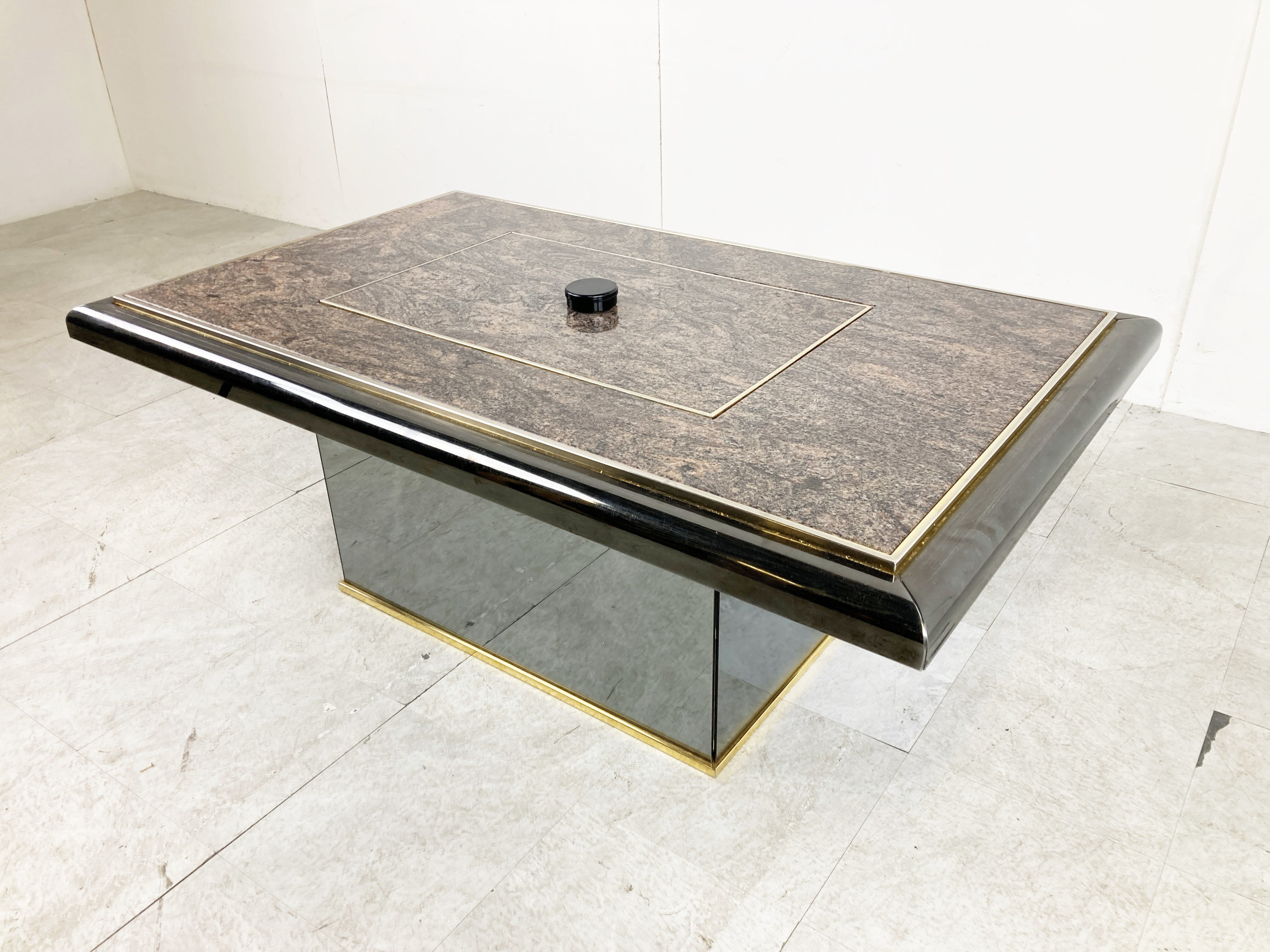 Vintage hidden bar coffee table by Fedam, 1980s