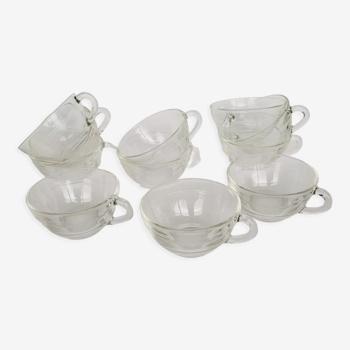 Lot 11 coffee cups transparent glass Duralex