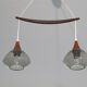 Scandinavian boomerang chandelier in teak and glass