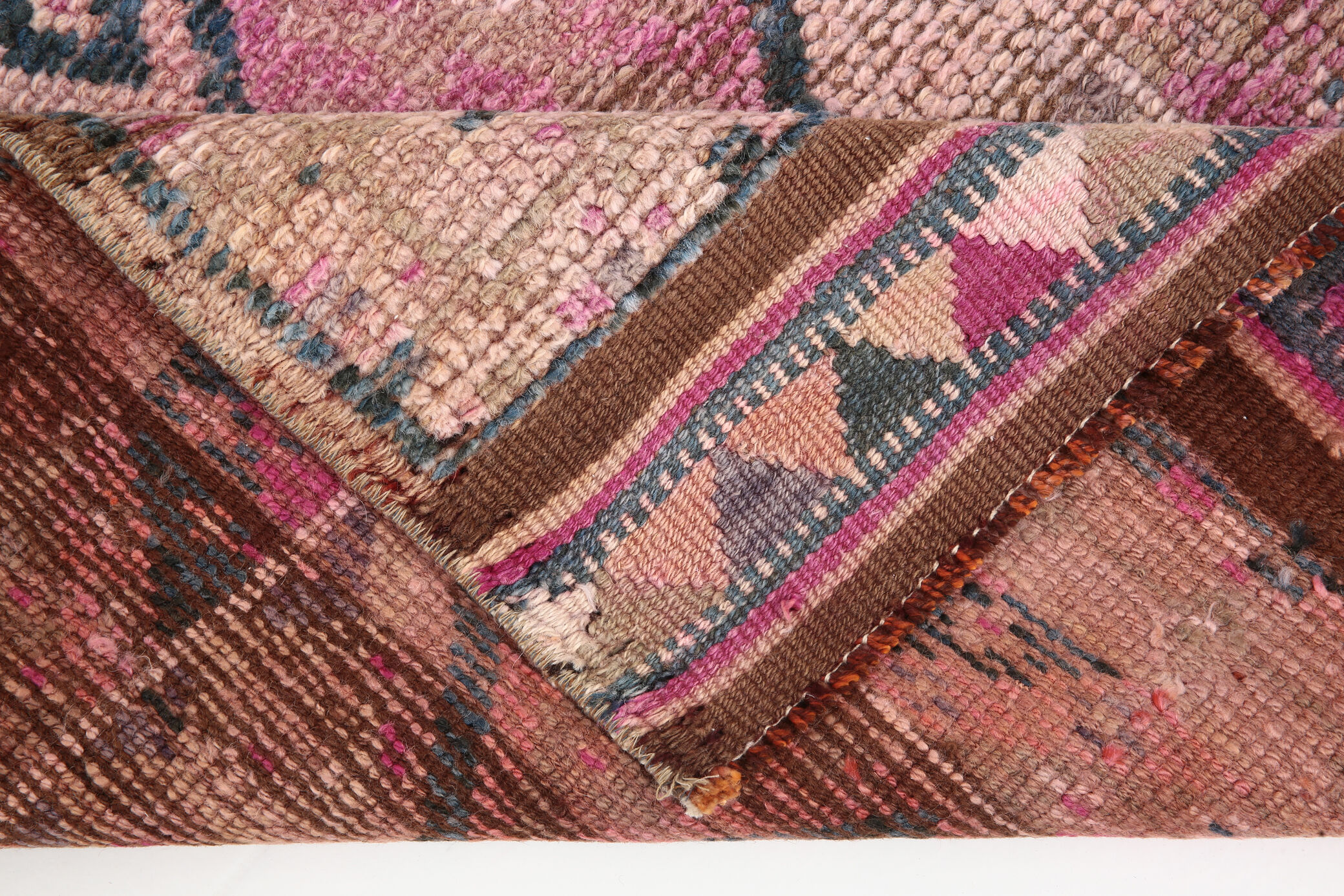 Navy blue & pink runner rug 83x380cm