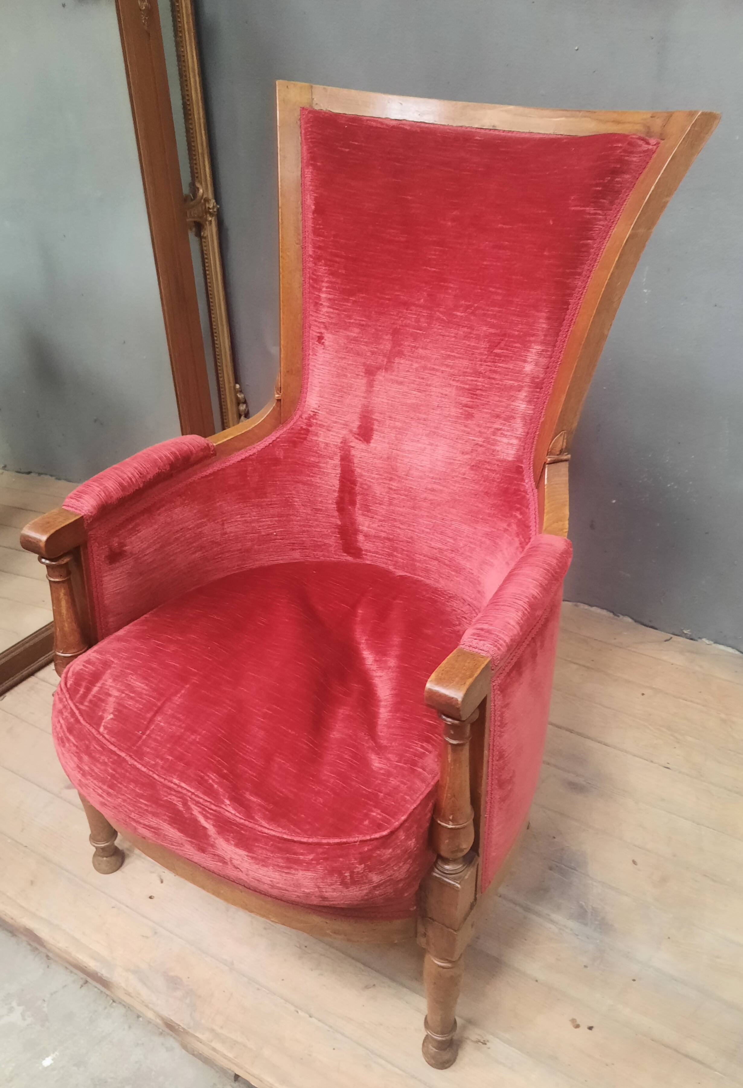 Directoire period bergère in red velvet.