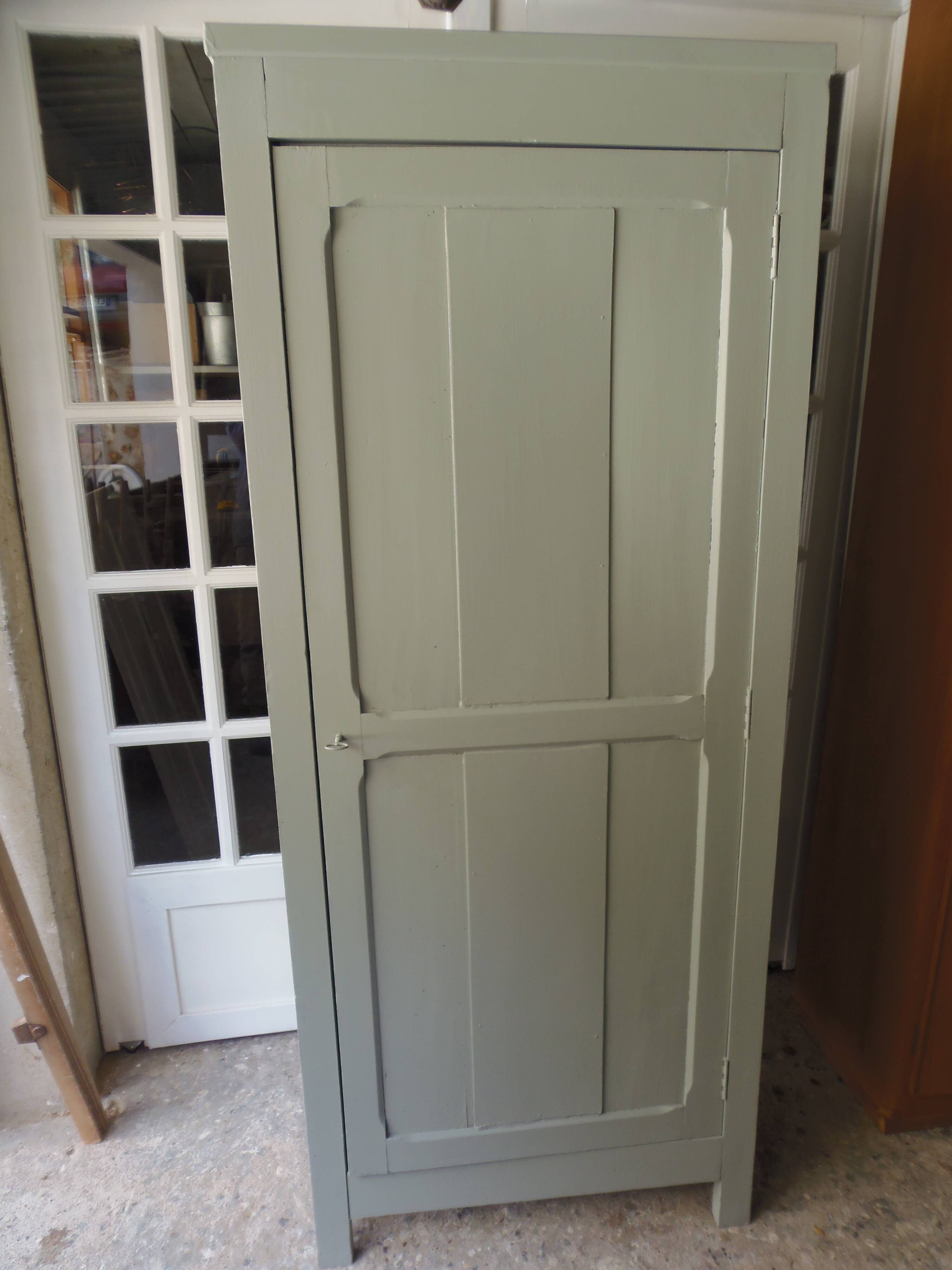 Vintage Parisian wardrobe with 1 vintage door re-enchanted in verdigris