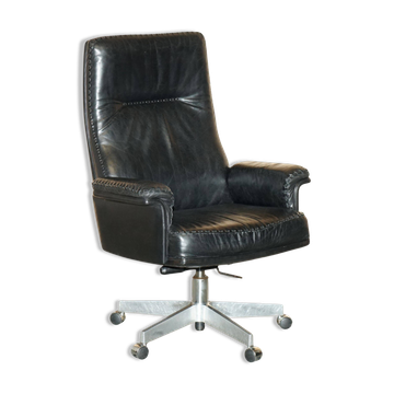 Chaise pivotante de bureau exécutive De Sede DS35 vintage cuir - milieu du siècle