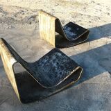 Ensemble de 2 chaises à bascule de jardin Loop Early Edition par Willy Guhl pour Eternit AG, Suisse 1950