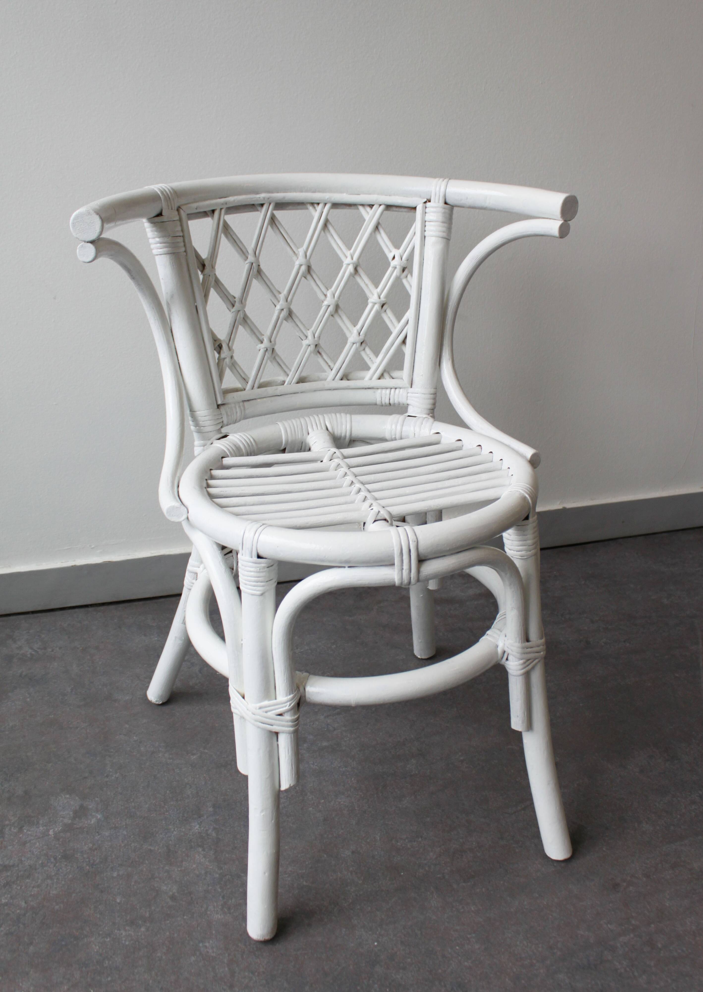 White rattan table and chairs set.