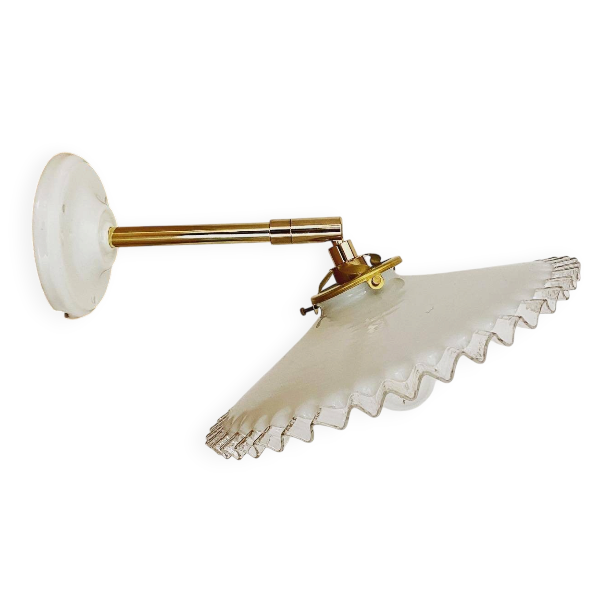 Applique abat-jour vintage en opaline blanche