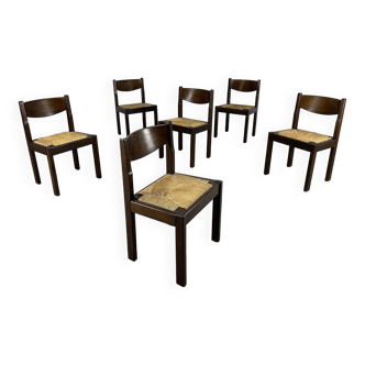 Series of 6 straw chairs Maison Regain