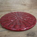 Burgundy slip tray and its small vintage knife from the 50s