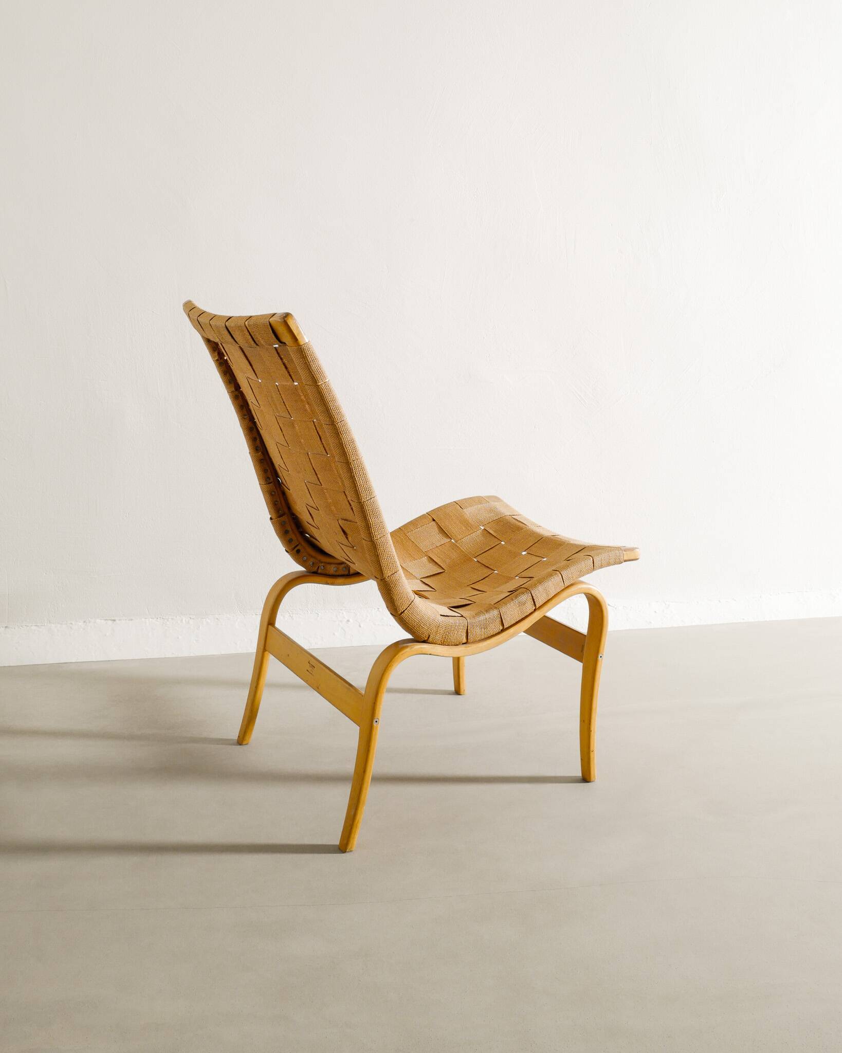Swedish Sculptural Mid Century Wooden Armchair by Bruno Mathsson, 1960s