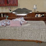 Cozy set and Art Deco bed in solid walnut