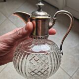 Cut crystal carafe and silver-plated metal