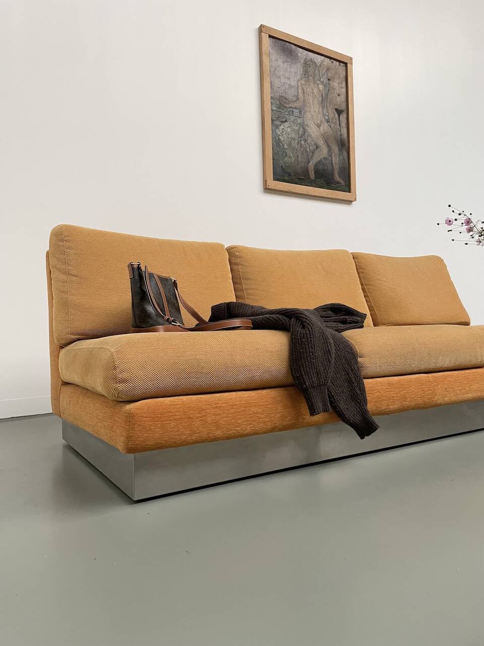 Jacques Charpentier 3-seater stainless steel sofa
