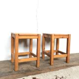 Pair Tabouret wears tripod plant solid wooden sofa tip 1950 Vintage furniture decoration