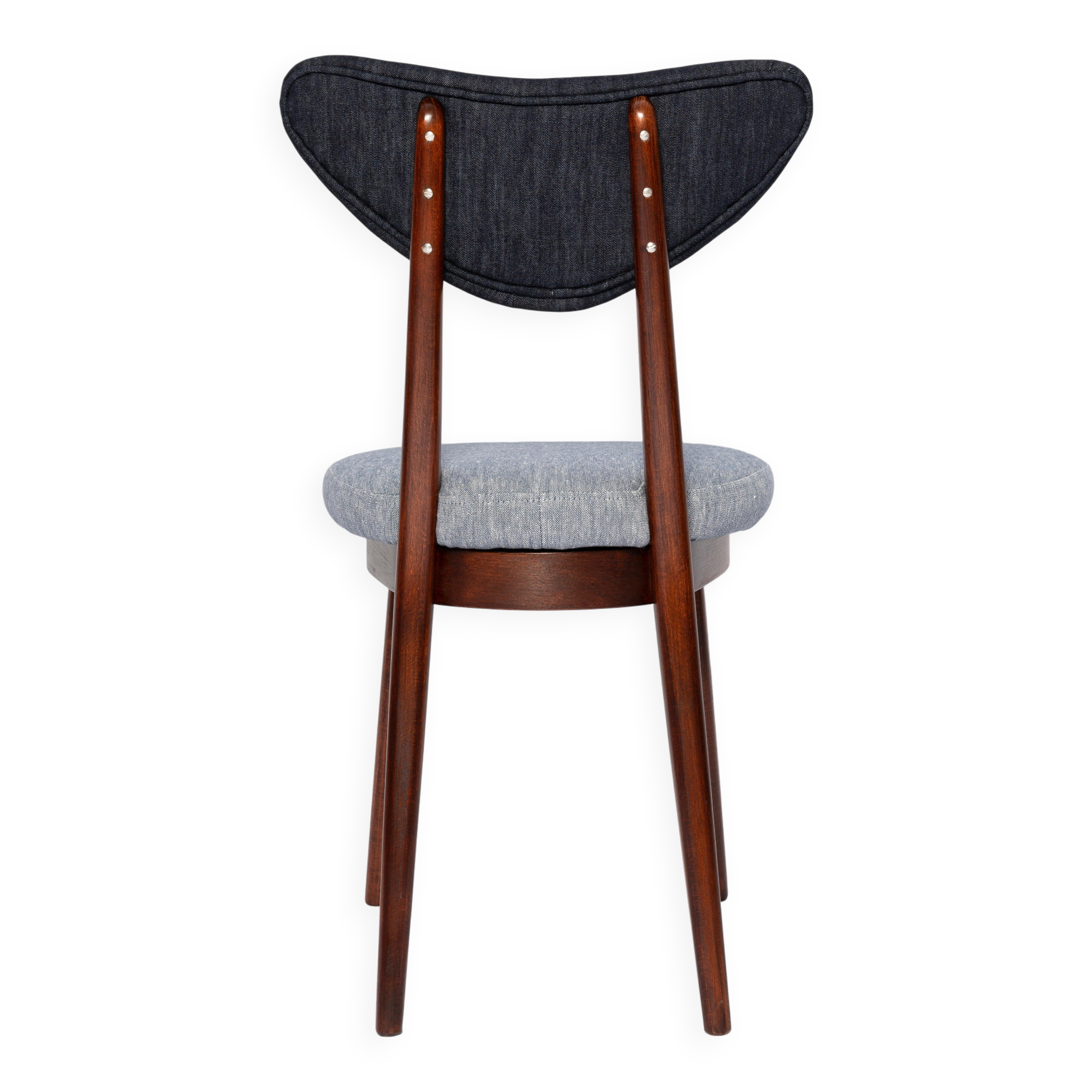 Heart-shaped chair in light blue and dark blue denim, Europe, 1960s