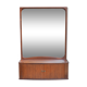 Vintage mid-century Danish mirror with tambour cabinet from 1950s 1960s. 46x67cm