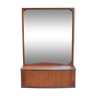 Miroir danois vintage du milieu du siècle avec armoire à tambour des années 1950 1960 46x67cm