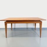 Vintage rustic scandinavian style dining table from 50s 60s in teak and oak