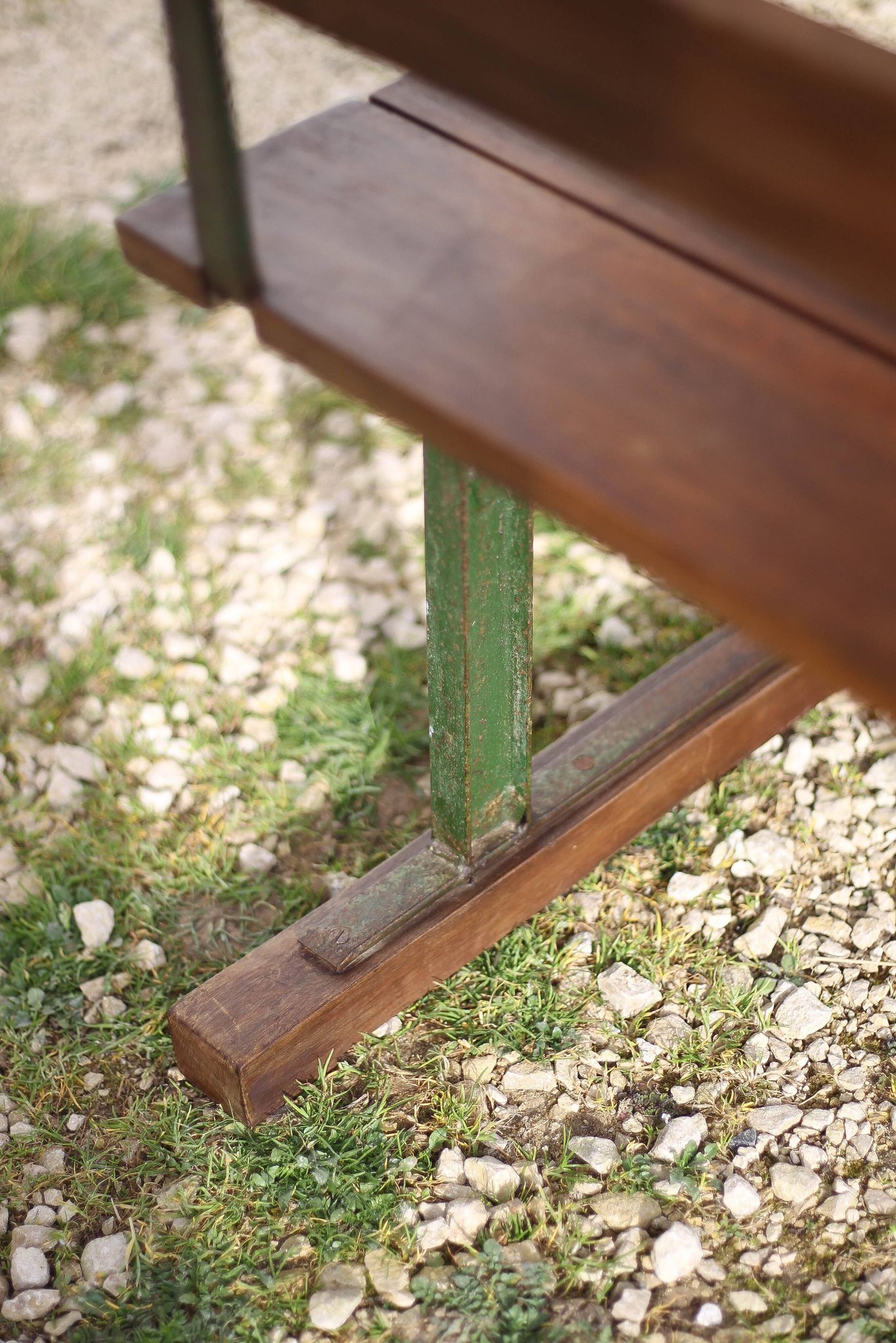 Vintage desk, wooden and metal children's desk, school desk